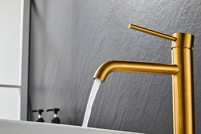 Tvättställsblandare Slim Vinkel Mässing 282 mm